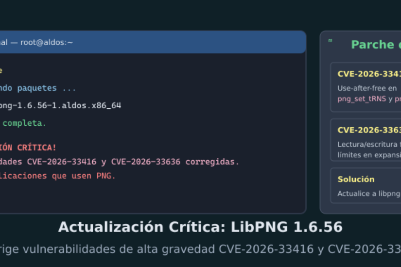 Disponible LibPNG 1.6.56 en ALDOS, corrigiendo vulnerabilidades CVE-2026-33416 y CVE-2026-33636