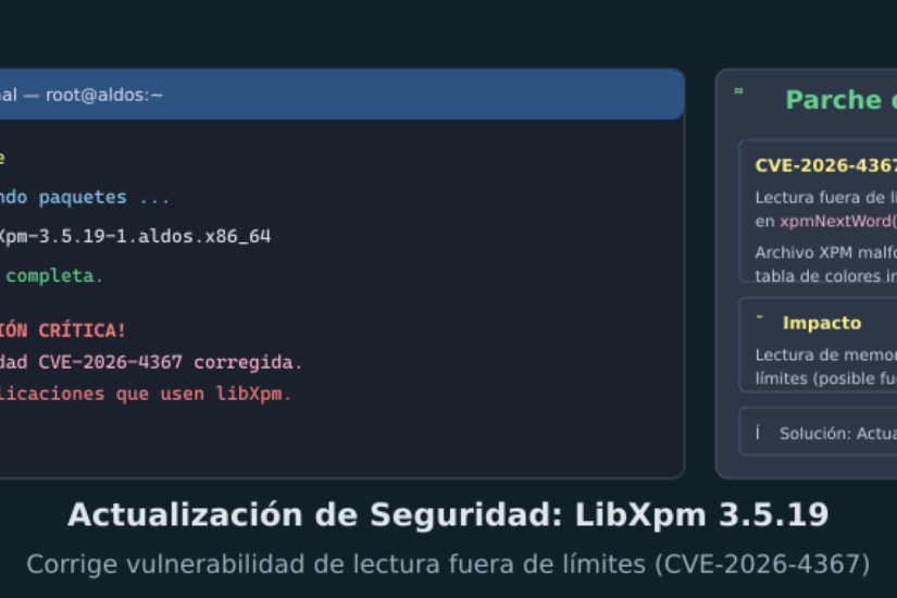 Disponible LibXpm 3.5.19 en ALDOS, corrigiendo vulnerabilidad CVE-2026-4367