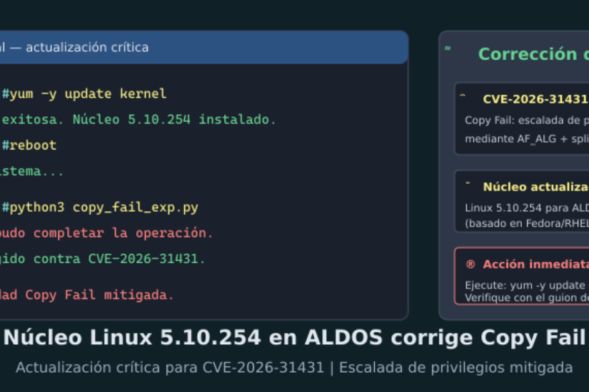 Disponible paquete de núcleo de Linux 5.10.254 para ALDOS, corrigiendo CVE-2026-31431 (Copy Fail)