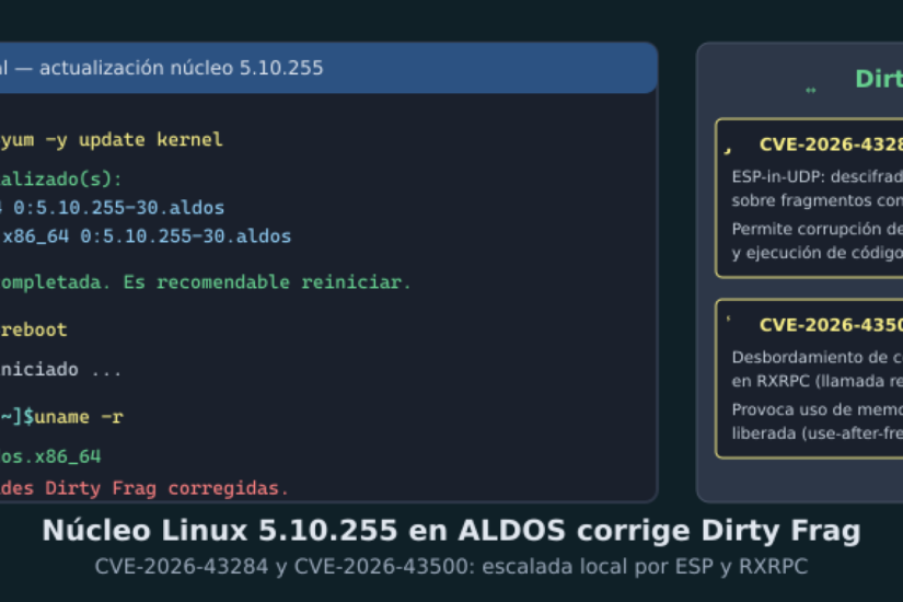 Disponible paquete de núcleo de Linux 5.10.255 para ALDOS, corrigiendo CVE-2026-43284 y CVE-2026-43500 (Dirty Frag)