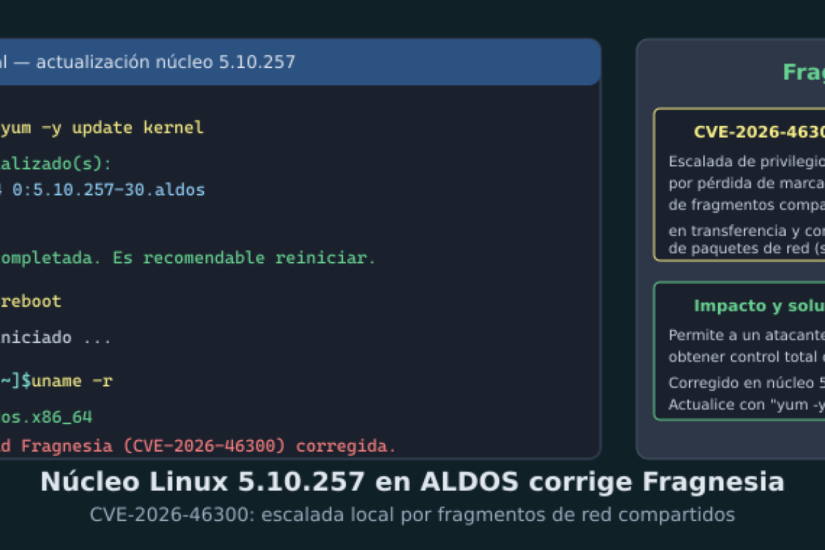 Disponible paquete de núcleo de Linux 5.10.257 para ALDOS, corrigiendo CVE-2026-46300 (Fragnesia)